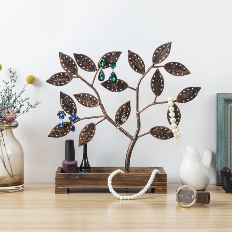 Winston Porter Jewellery Tree Stand With Wooden Ring Tray Wayfair Canada